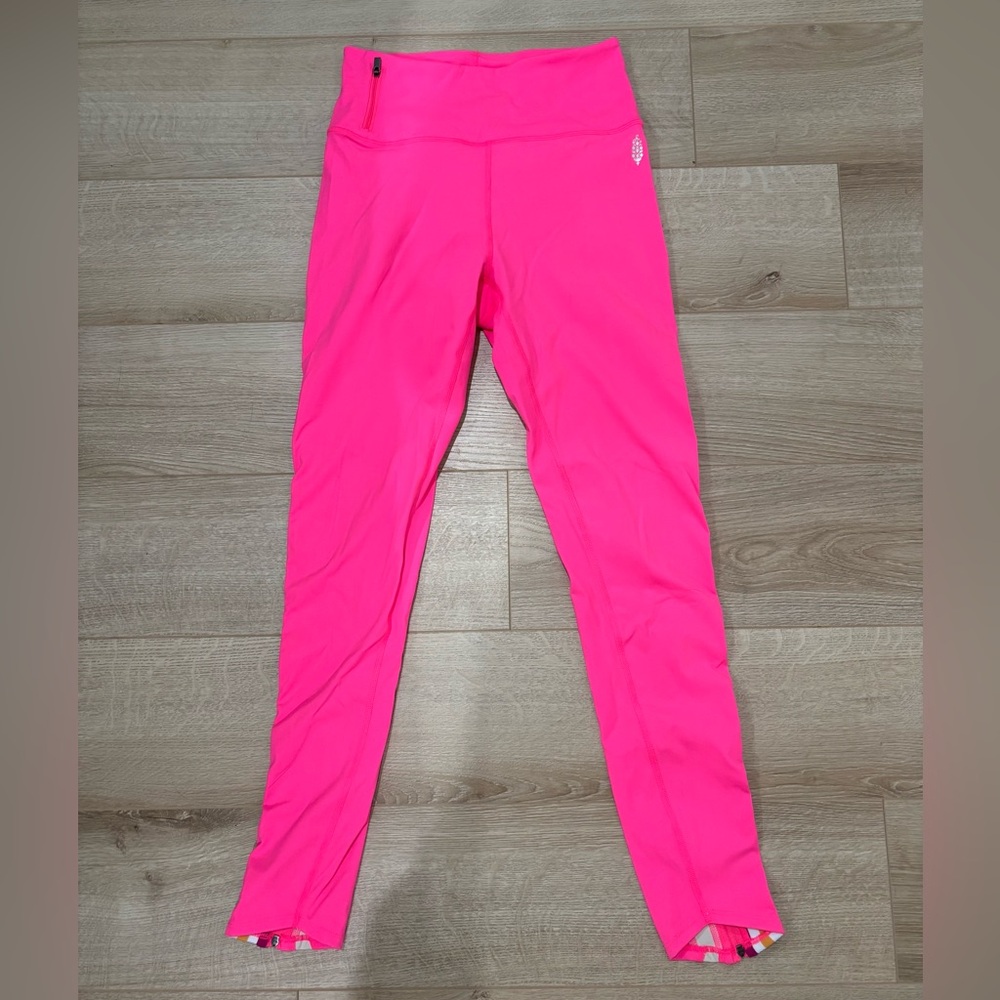 New! Free People Movement Bright Pink with stripes Women's Leggings